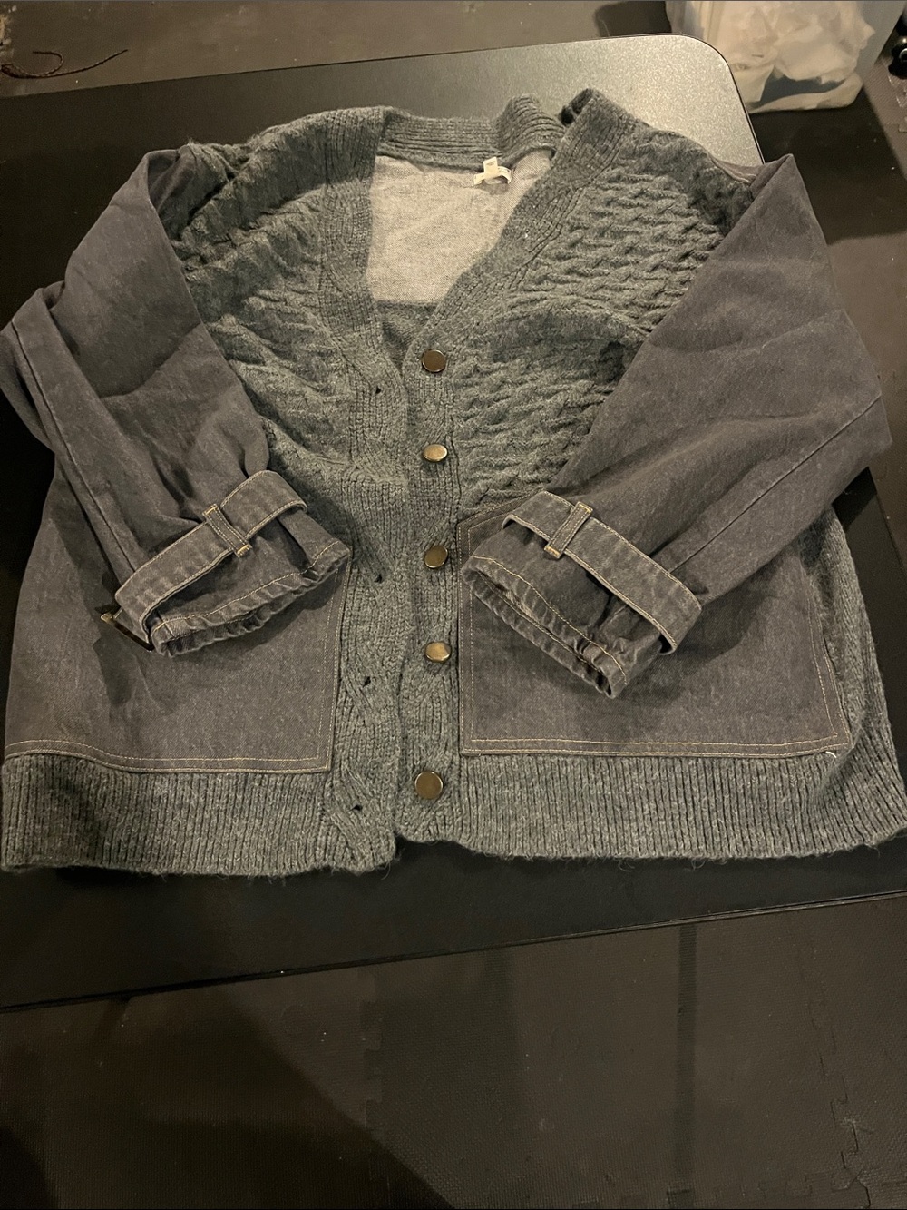Pilcro Denim Mixed Media Cardigan Sweater - Picture 5 of 8